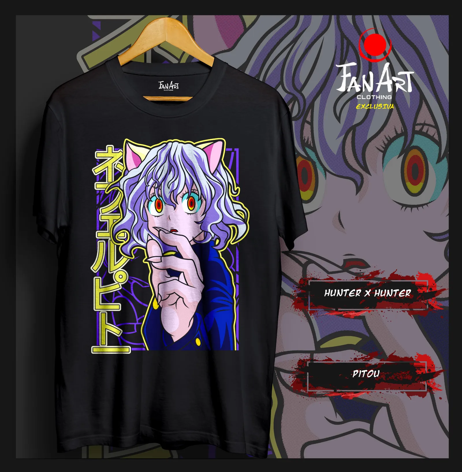 Polera Neferpitou · retrato orejas de gato — Hunter x Hunter