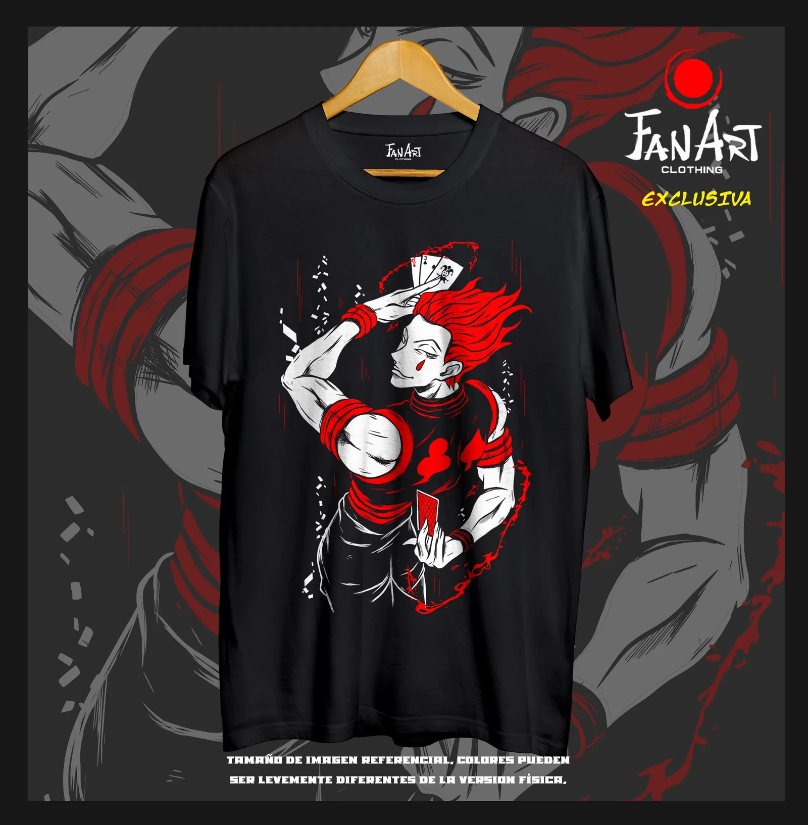 Polera Hisoka Morow · cartas y símbolo — Hunter x Hunter