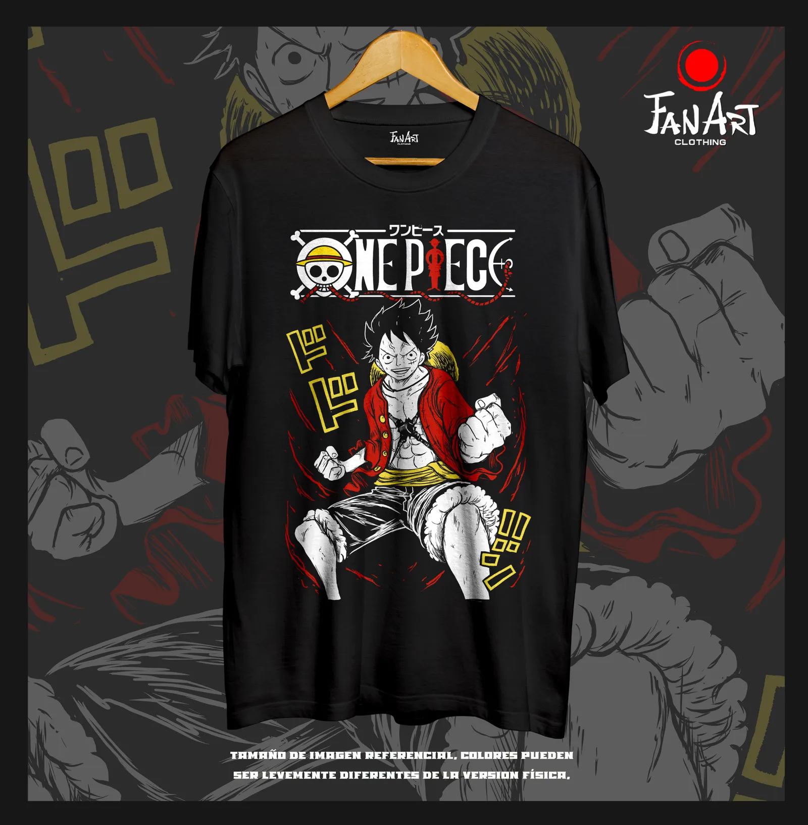 Polera Monkey D. Luffy · Logo y postura — One Piece