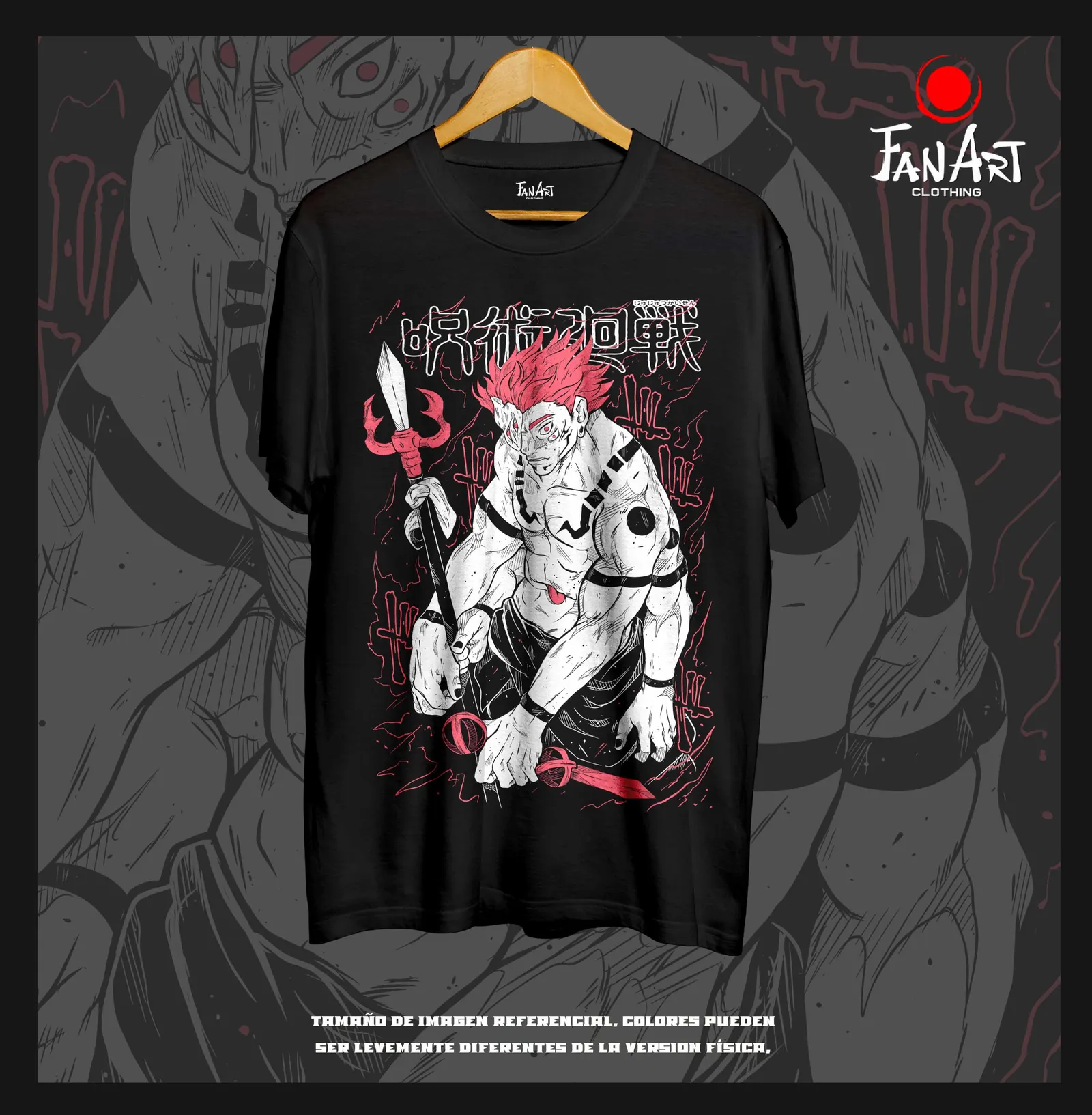 Polera Sukuna · Naginata y marcas — Jujutsu Kaisen