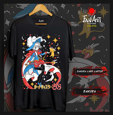 Polera Sakura Kinomoto y Kero · Traje rojo con báculo — Cardcaptor Sakura