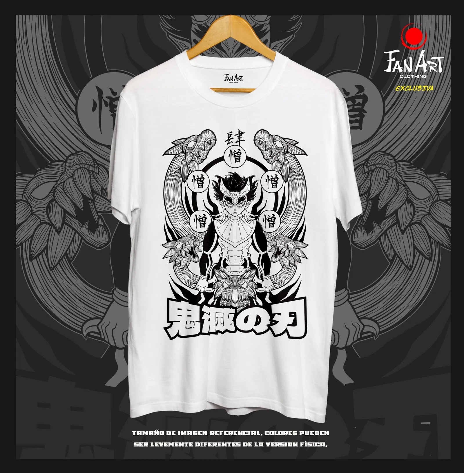 Polera Oni · Alas y kanji — Kimetsu no Yaiba